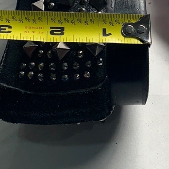 FIESSO Black Leather Loafers With Spike / Rhinestones Studs and Tassels - Picture 7 of 8